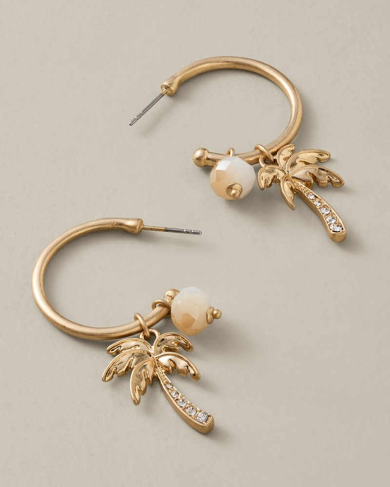 Sunset Tides Palm Tree Charm Hoop Earrings
