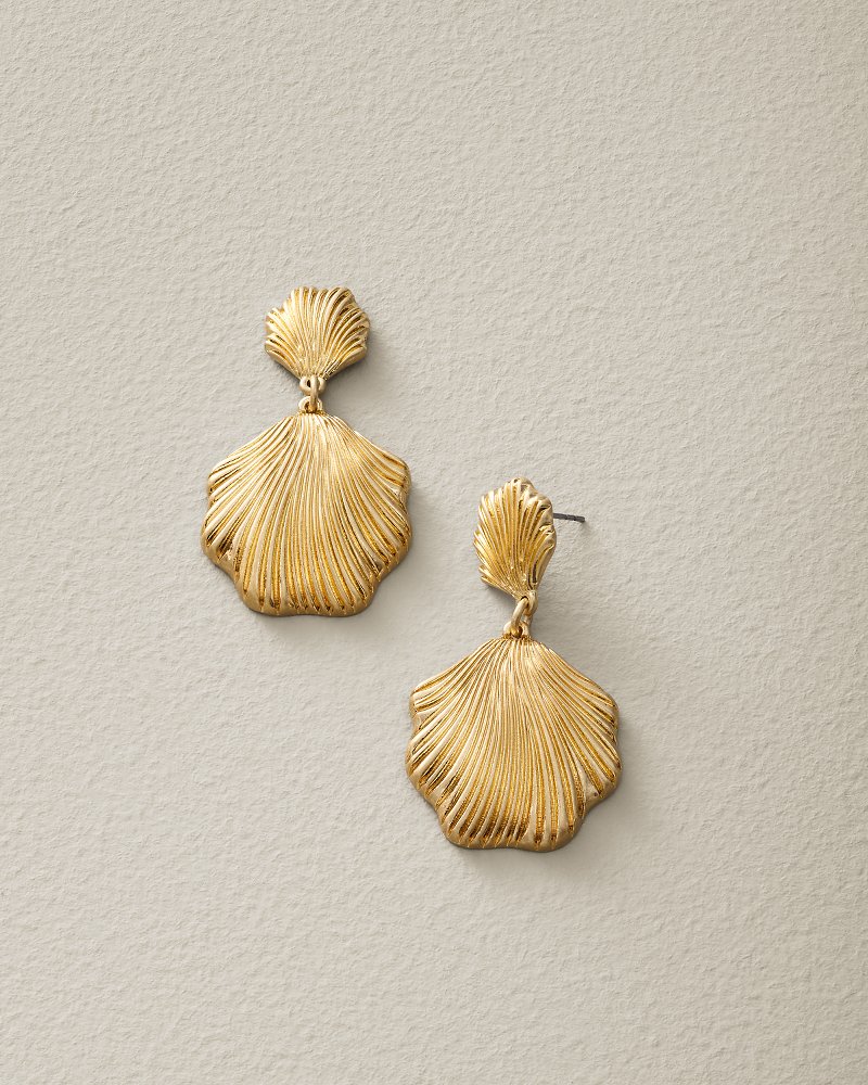 Ocean Blossom Metal Shell Drop Earrings