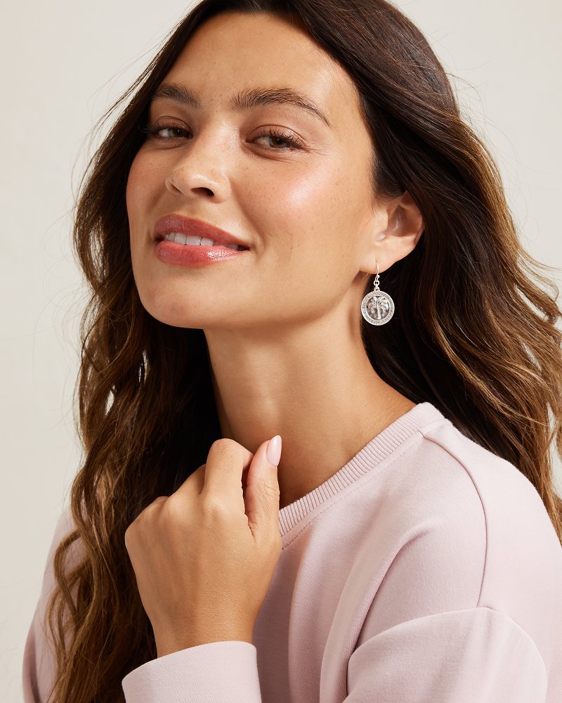 Coastal Heirloom Palm Tree Coin Drop Earrings