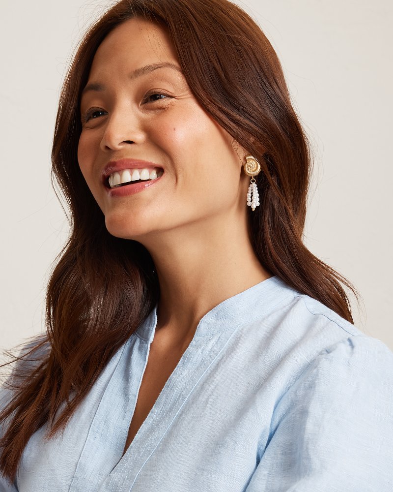 Coastal Heirloom Shell With Pearl Tassel Earrings