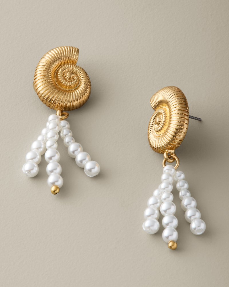 Coastal Heirloom Shell With Pearl Tassel Earrings