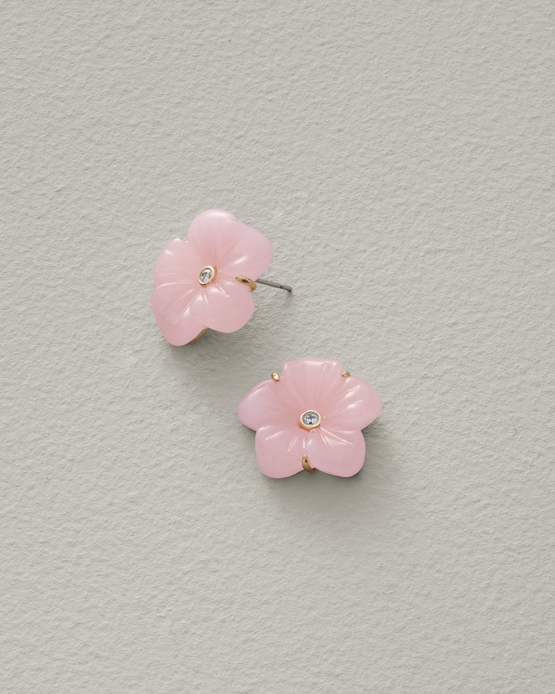Ocean Blossom Semi-Precious Stone Hibiscus Stud Earrings