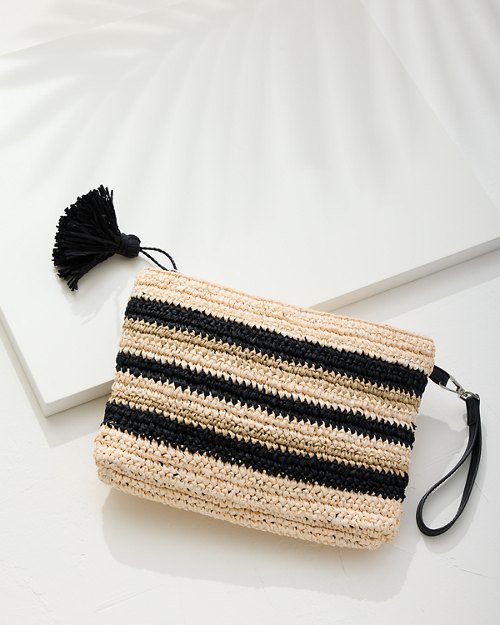 Striped Crochet Bikini Bag Wristlet
