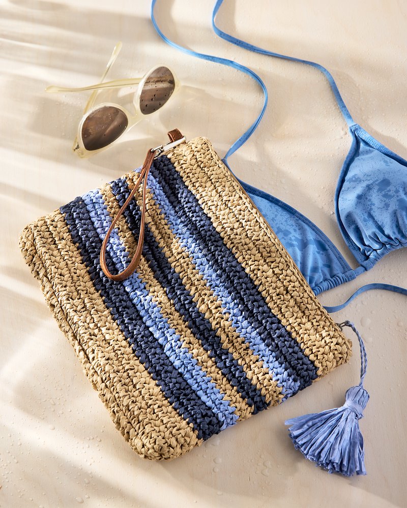 Striped Crochet Bikini Bag Wristlet