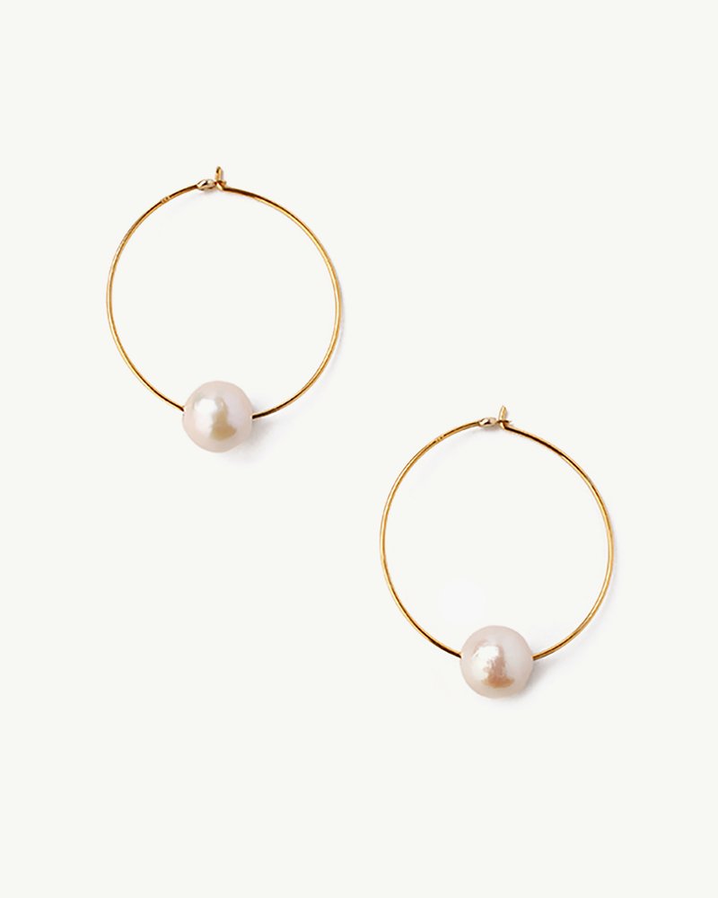 Chan Luu Floating Pearl Hoop Earrings