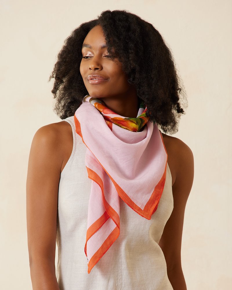 Orange Botanical Square Scarf