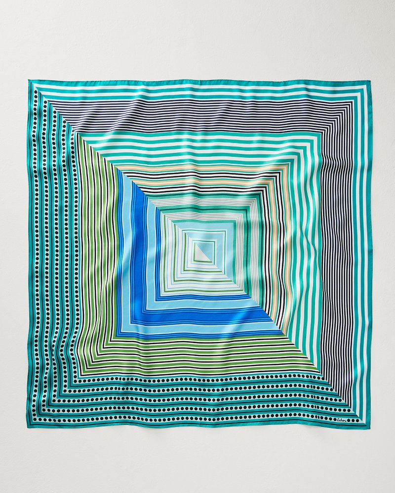 Thumbnail for Stripe Vortex Square Silk Scarf