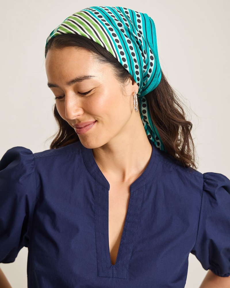Thumbnail for Stripe Vortex Square Silk Scarf