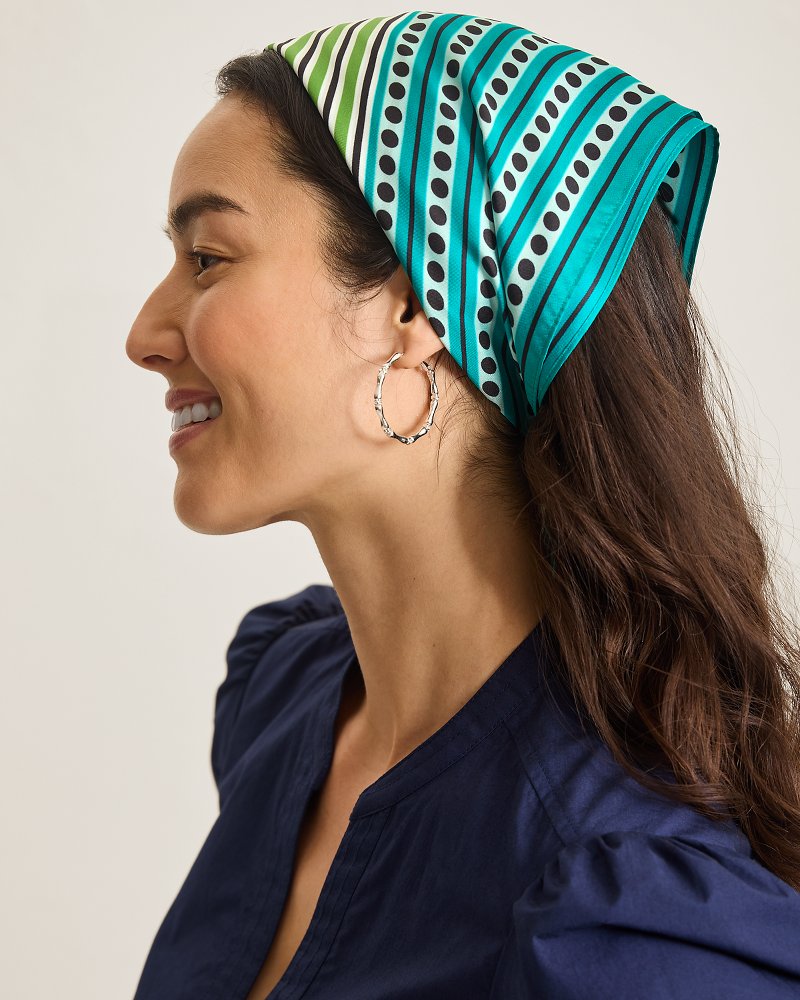 Thumbnail for Stripe Vortex Square Silk Scarf