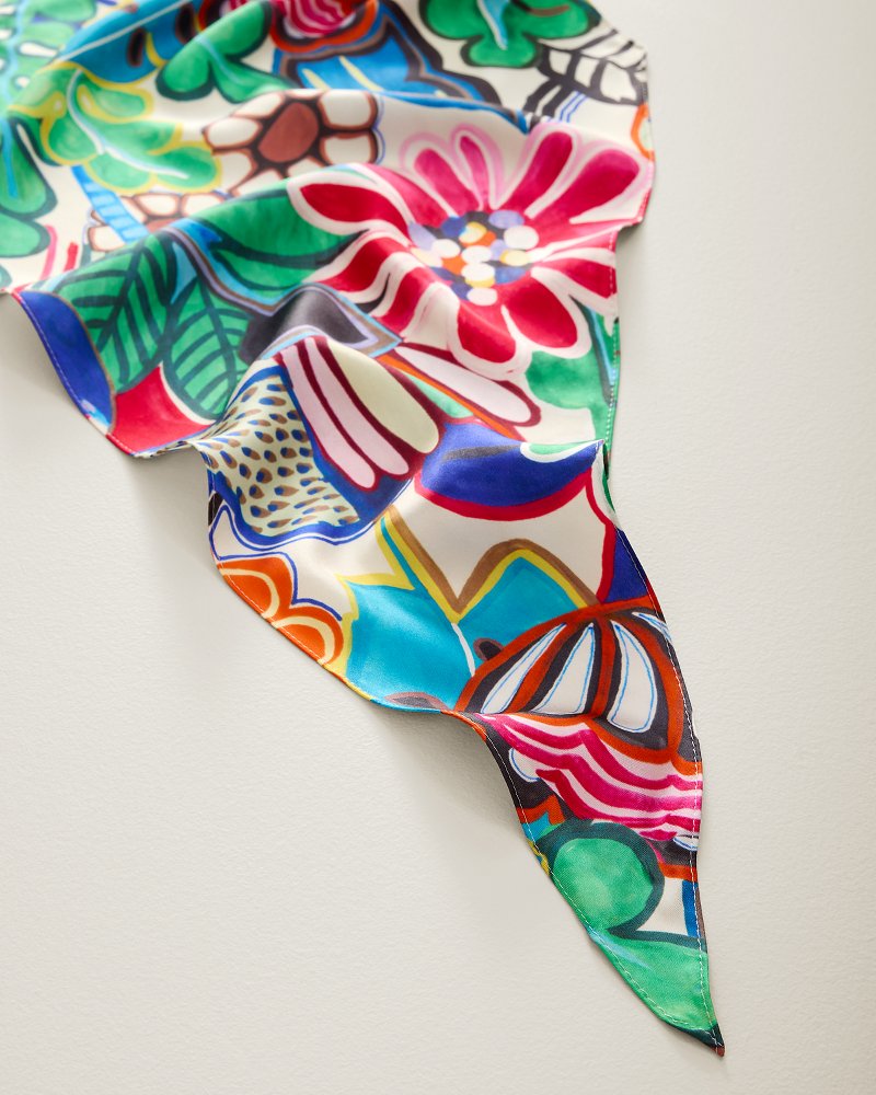 Floral Silk Diamond Scarf