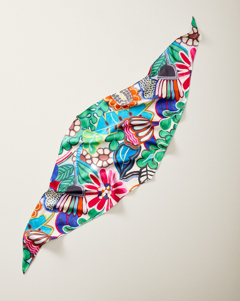 Thumbnail for Floral Silk Diamond Scarf