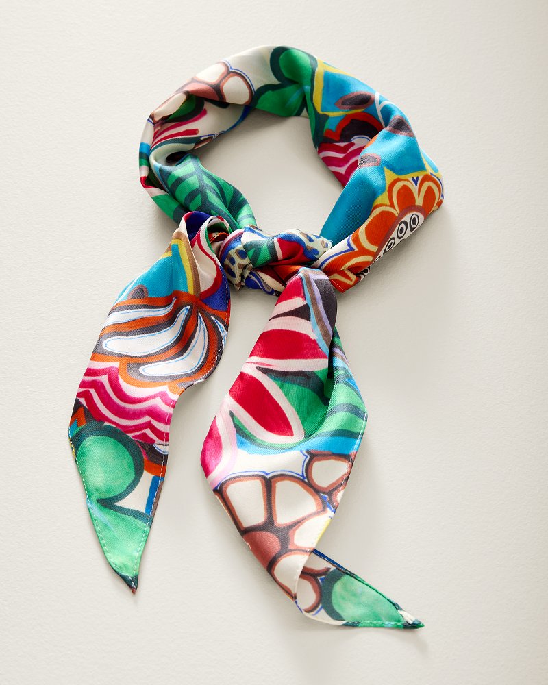 Thumbnail for Floral Silk Diamond Scarf