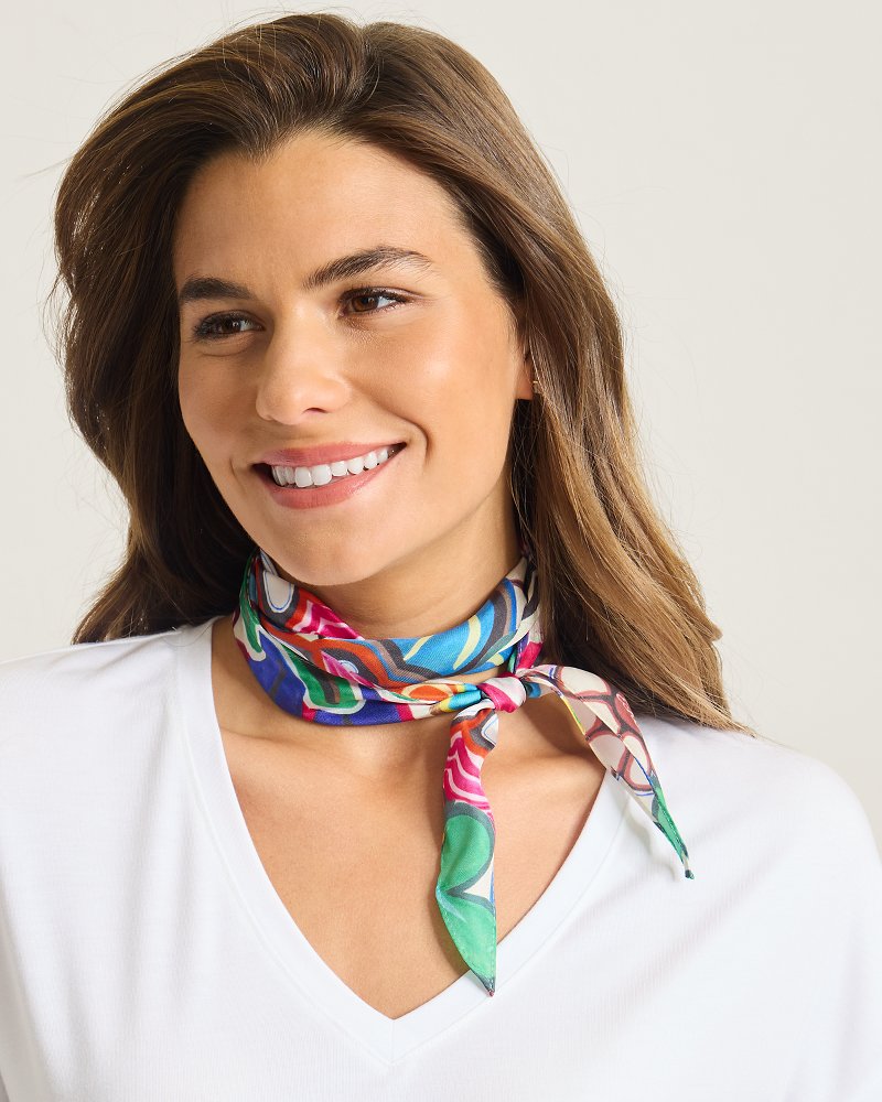Floral Silk Diamond Scarf