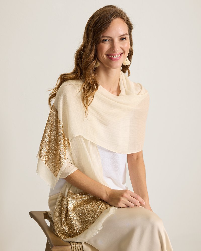 Sequin Border Wrap Scarf