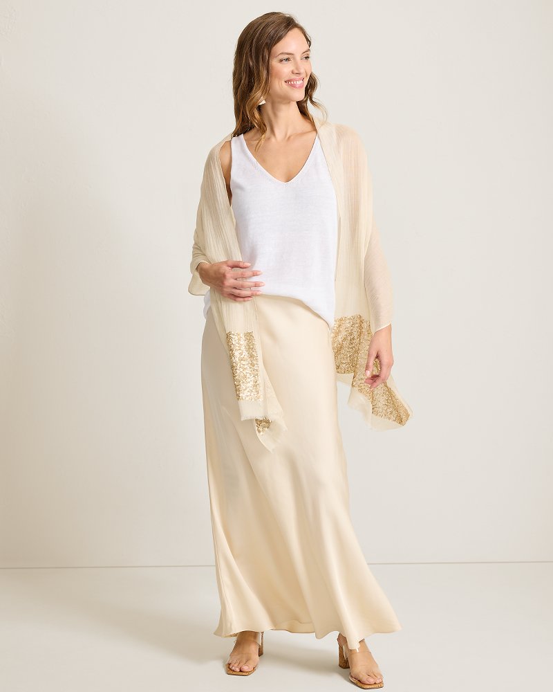 Sequin Border Wrap Scarf