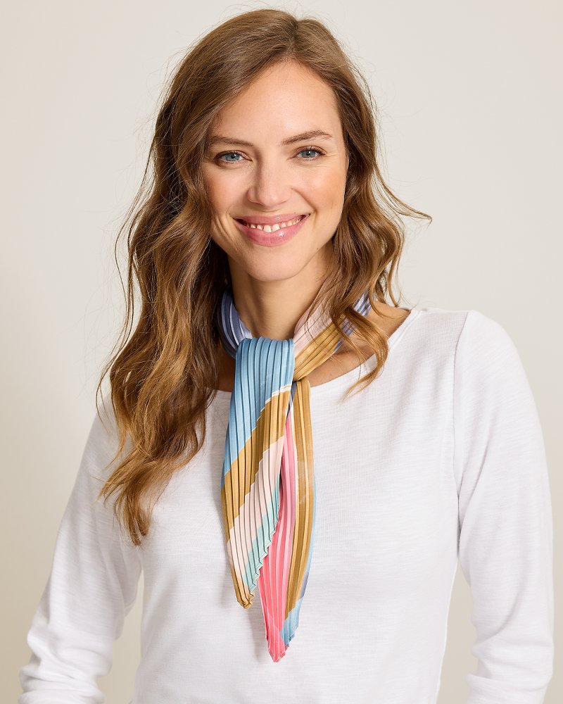 Painterly Pleated Bandana Scarf