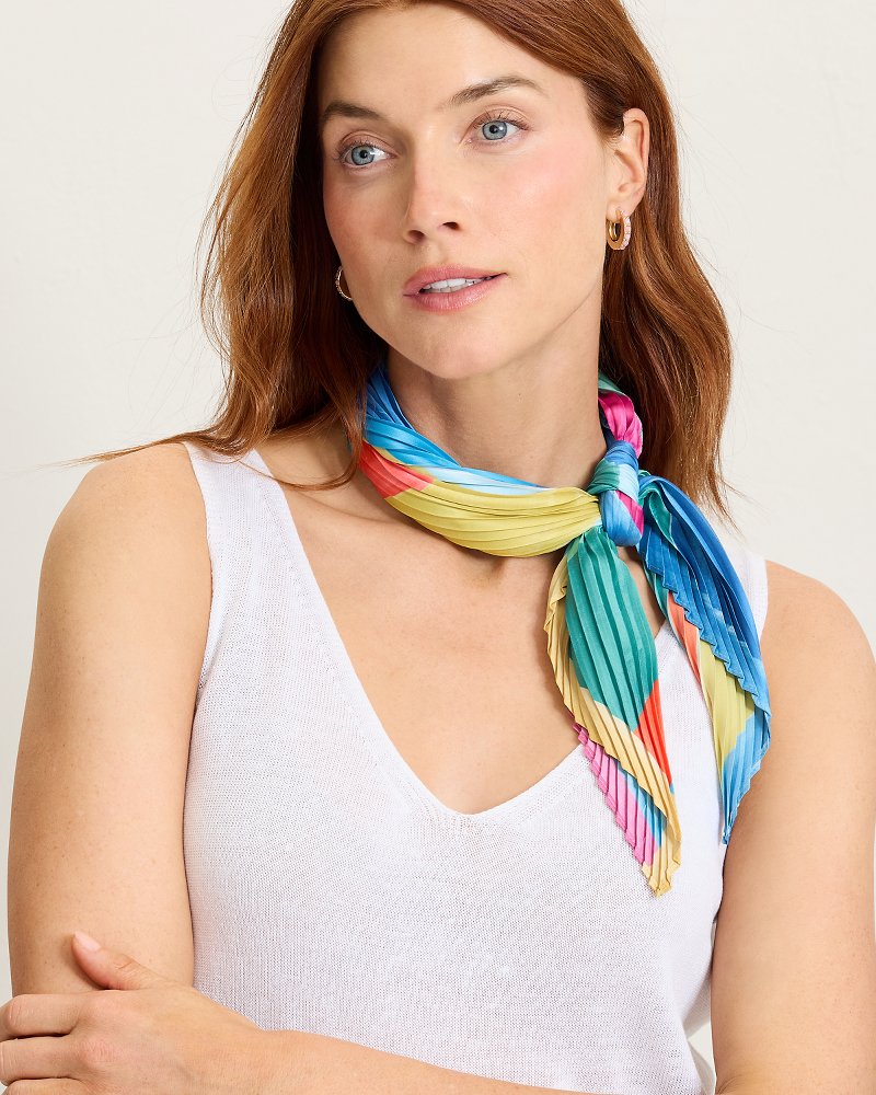 Painterly Pleated Bandana Scarf