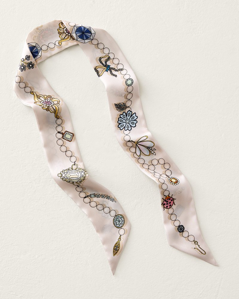 Bejeweled Silk Ribbon Scarf
