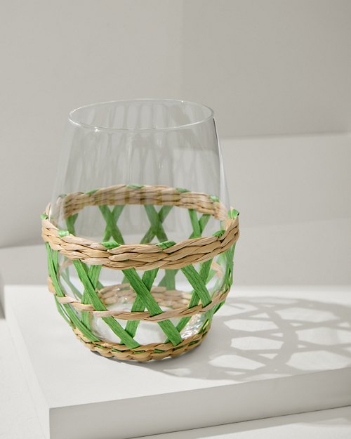Island Green Straw 16-oz. Stemless Wine Glass