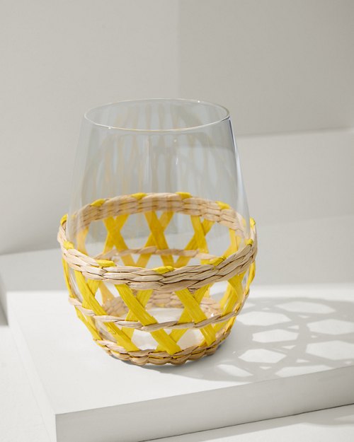 Island Yellow Straw 16.oz. Stemless Wine Glass