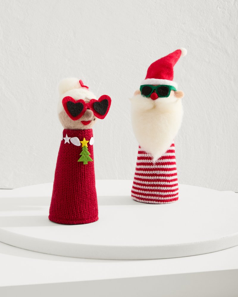 Santa & Mrs. Claus Bottle Topper Set