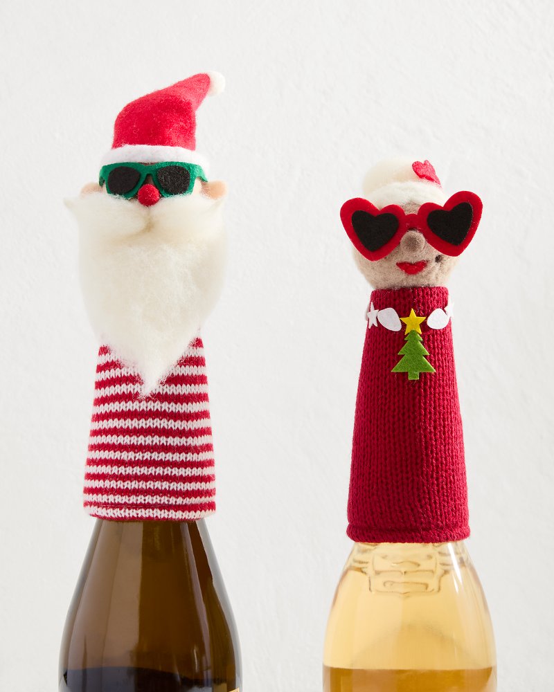 Santa & Mrs. Claus Bottle Topper Set