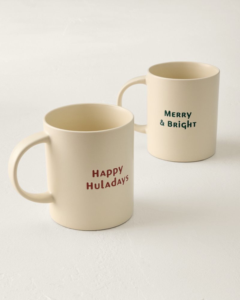 Patchwork Holiday Mugs - Set of 2