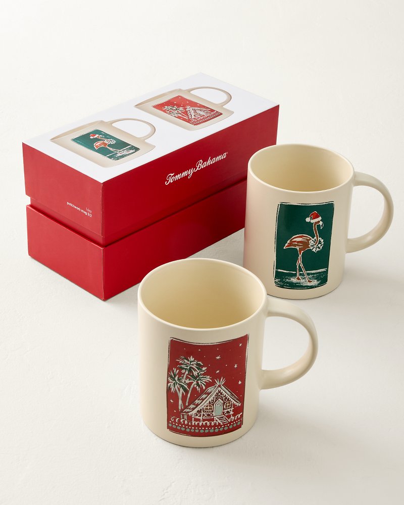 Patchwork Holiday Mugs - Set of 2
