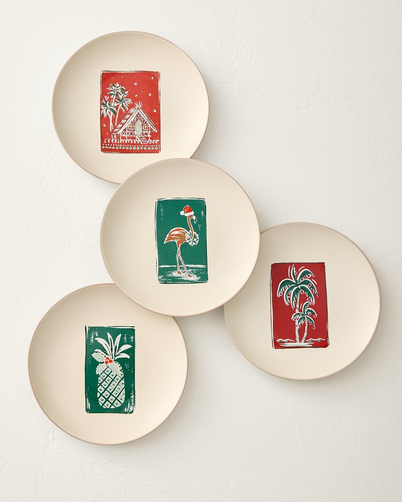 Patchwork Holiday Appetizer Plates - Set of 4