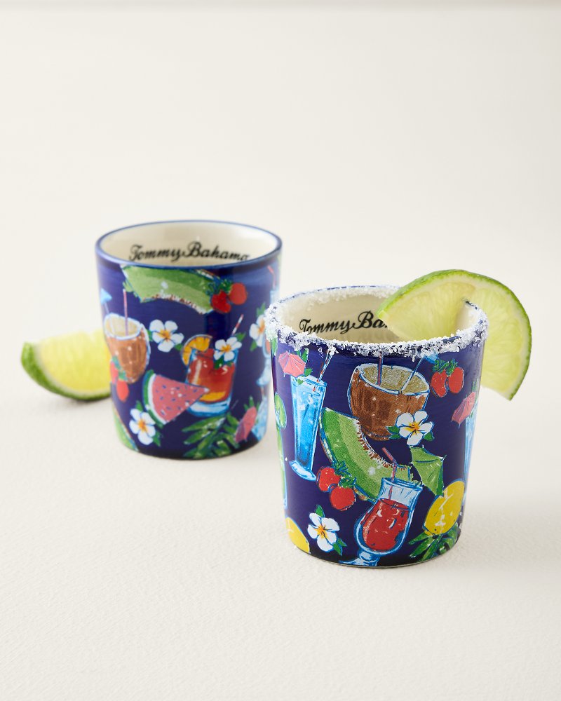Tropical Ceramic Shot Glasses - Set of 2