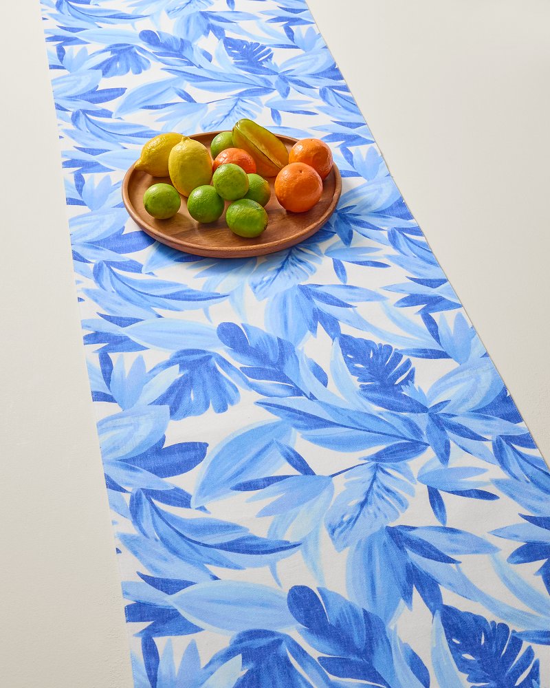 Blue Fronds Cotton Table Runner