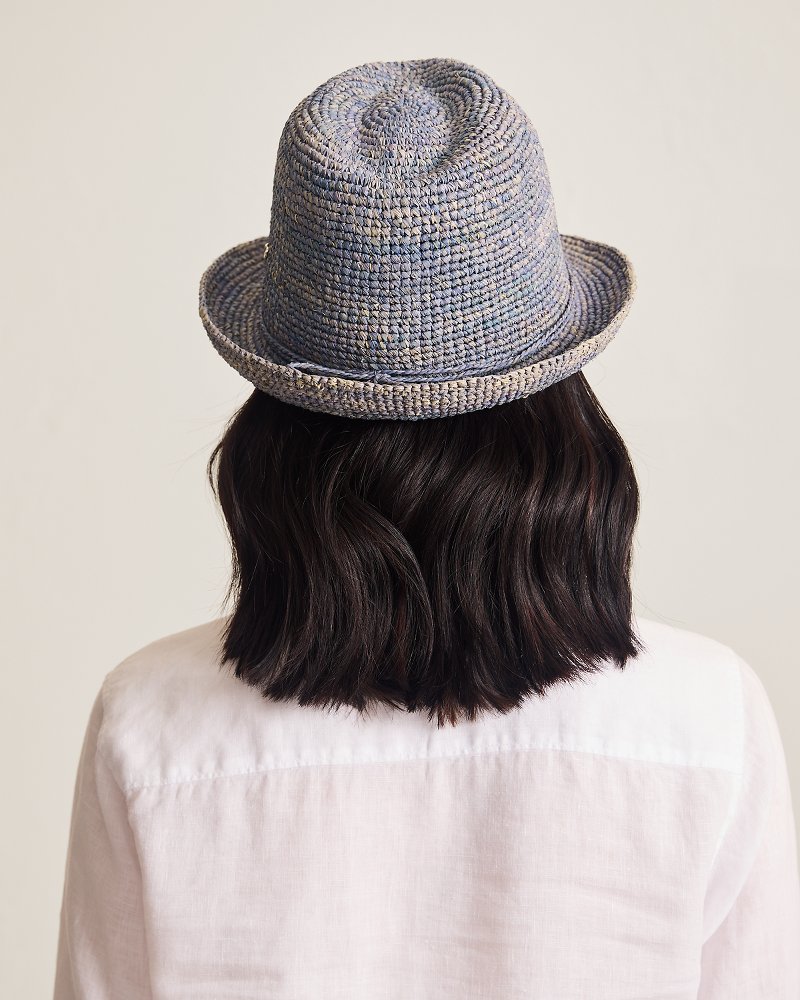 Thumbnail for Gigi Crochet Raffia Packable Fedora Hat