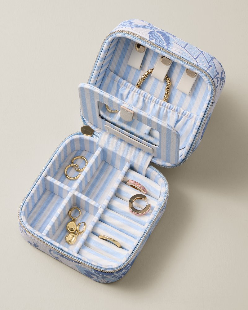 Garden Toile Jewelry Travel Case With Mirror