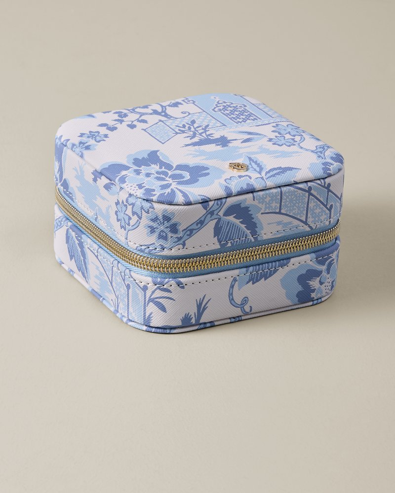 Garden Toile Jewelry Travel Case With Mirror
