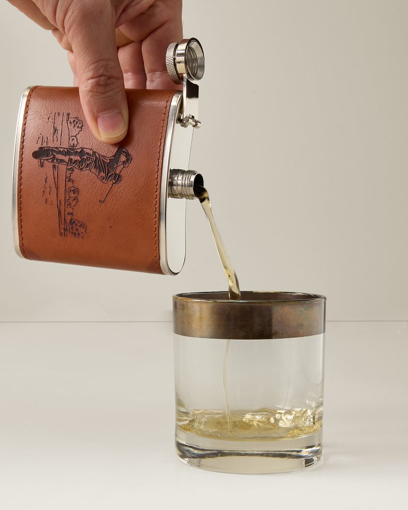 Embossed Leather Golf Flask