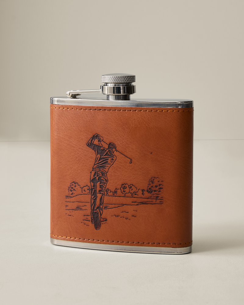 Embossed Leather Golf Flask
