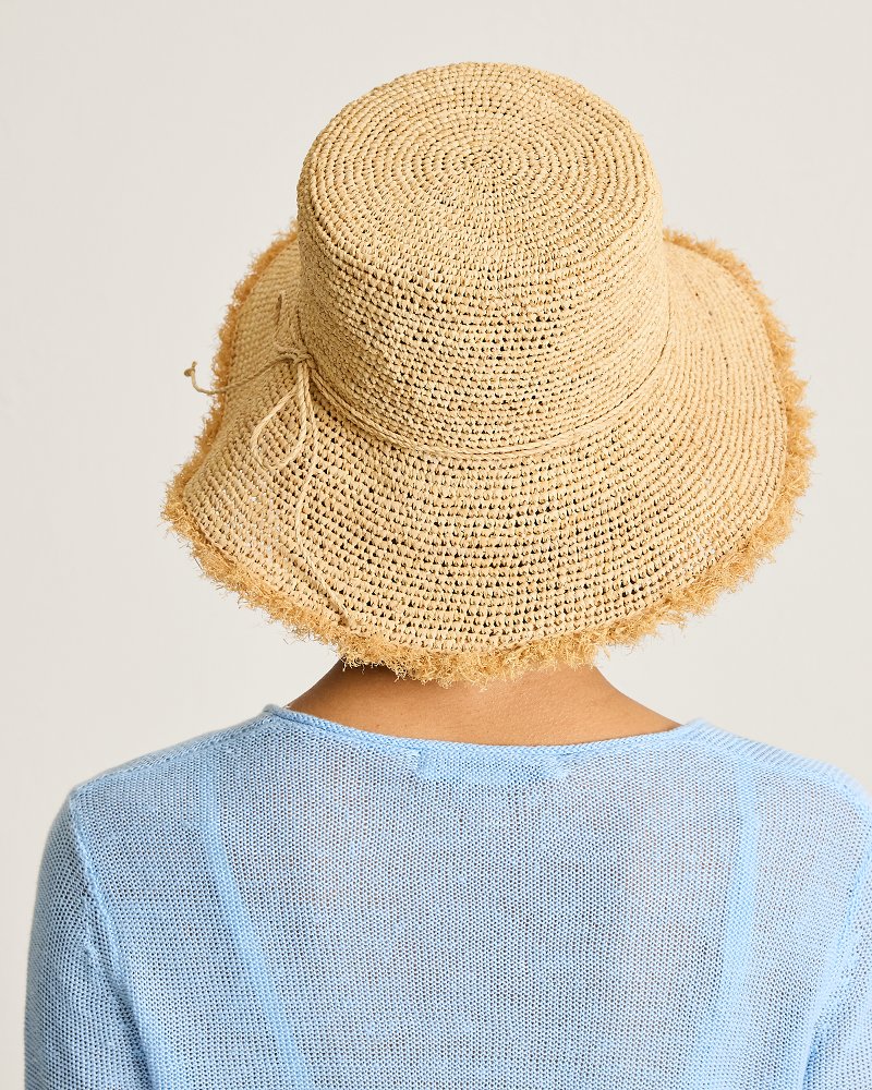 J.Crew: Round Packable Hat In Striped Faux Raffia For Women