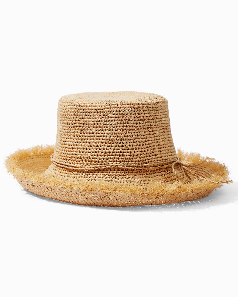 Mulberry Whip Stitch Summer Raffia Bucket Hat - Beige - Size M-L