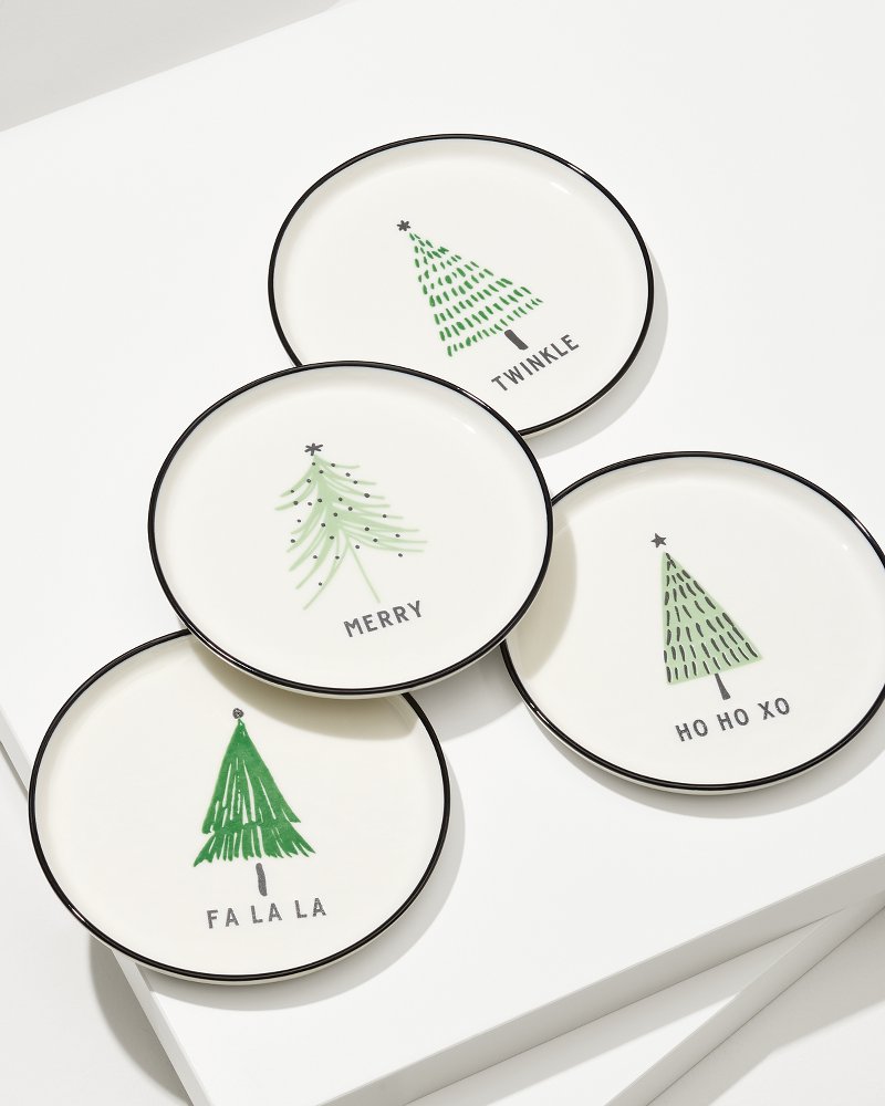 Holiday Tree Appetizer Plates—Set of 4