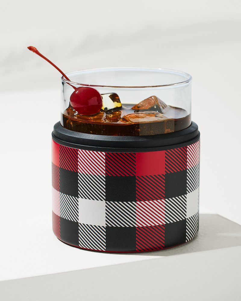 Asobu® On the Rocks Glass & Kuzie - Plaid