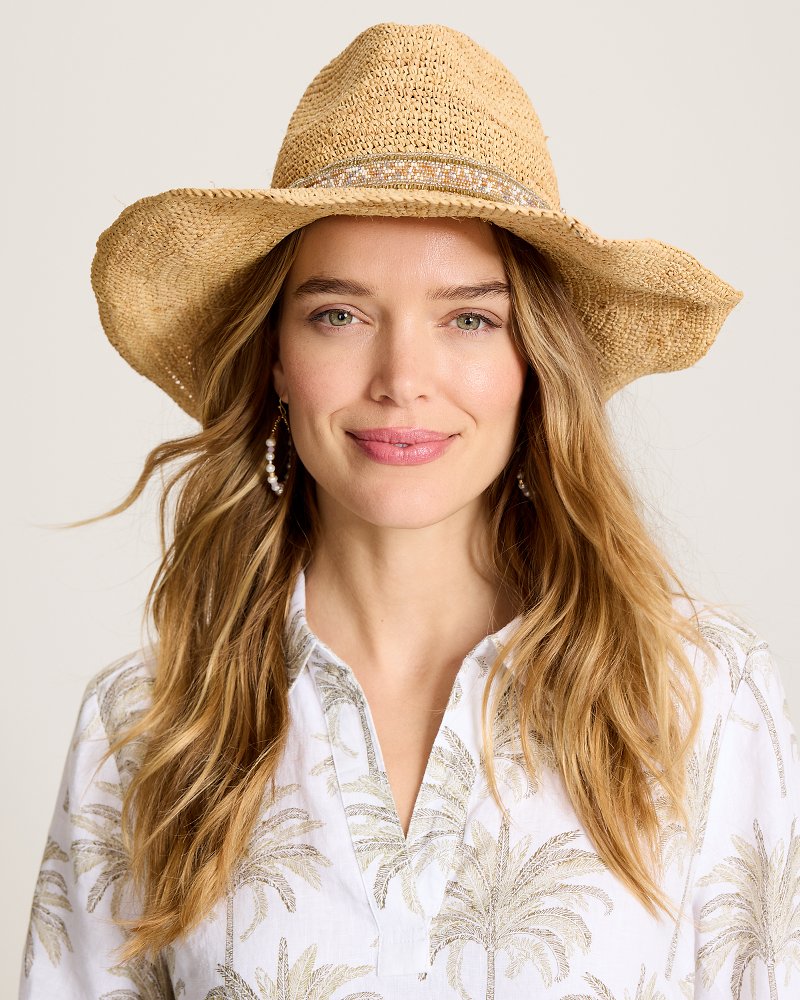Lizzy Crochet Raffia Packable Cowboy Hat