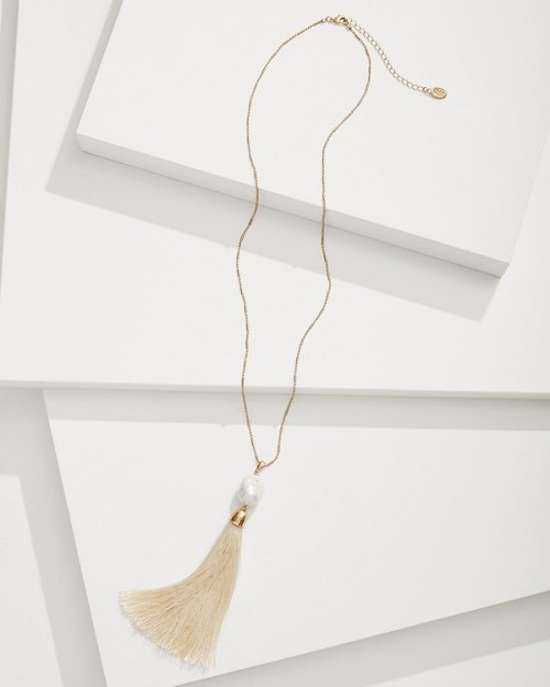 Seaside Pearl Pendant Tassel Necklace