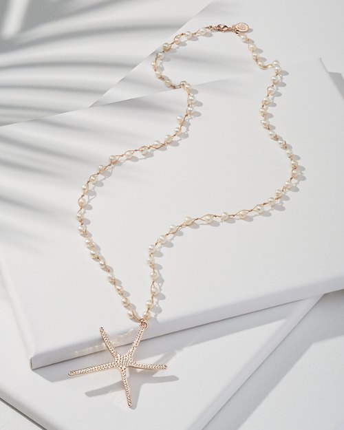 Crystal Collection Rose Gold Starfish Pendant Necklace