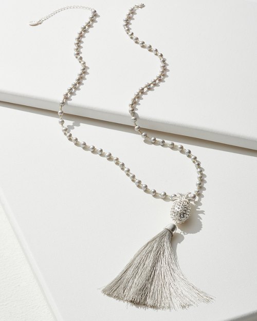 St. Kitts Pearl and Pineapple Tassel Necklace
