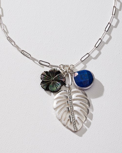 St. Barth's Monstera Charm Pendant Necklace