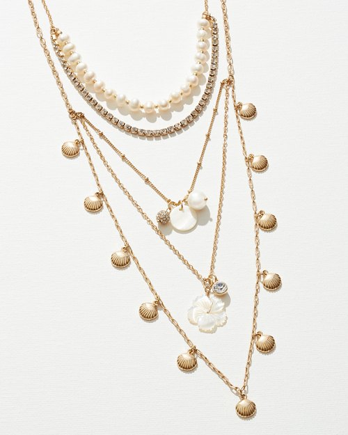 St. Kitts Layered Pearl and Shell Necklace