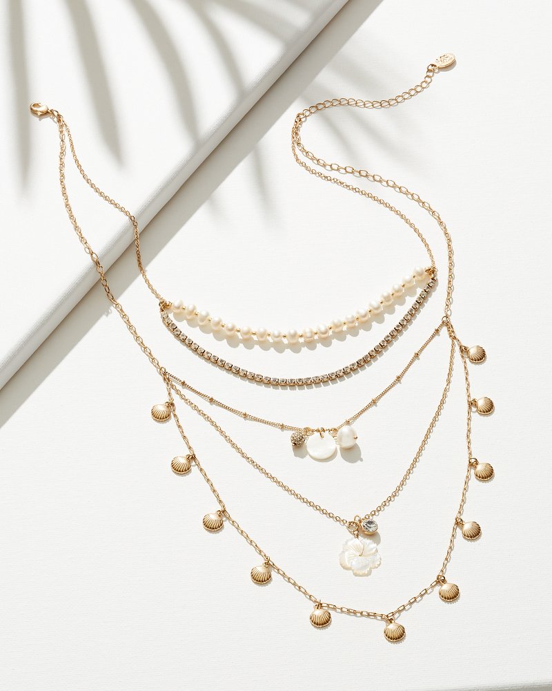 St. Kitts Layered Pearl and Shell Necklace