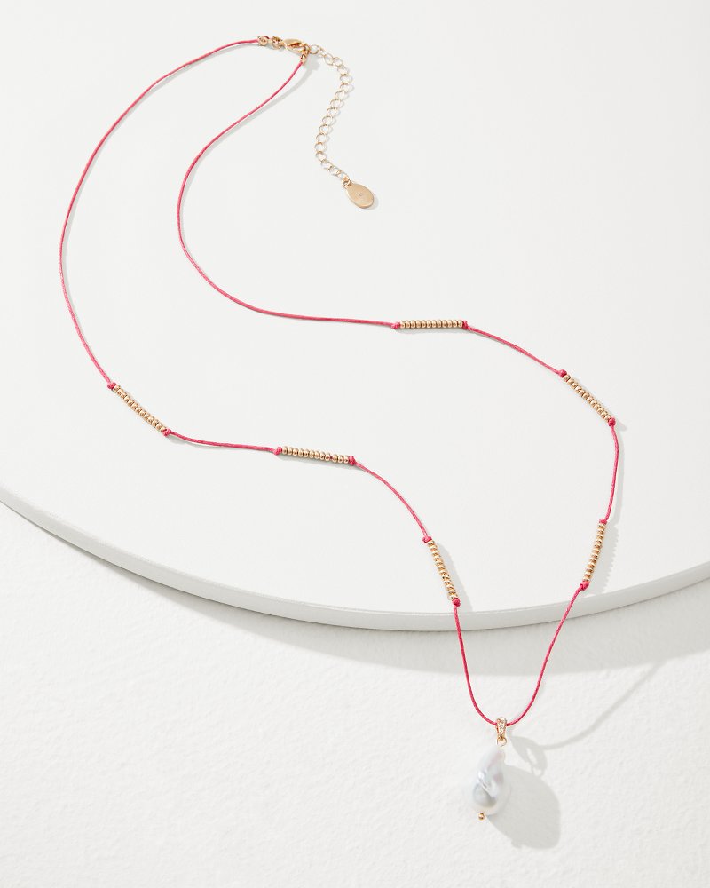 Coral Isles Thread Pearl Pendant Necklace