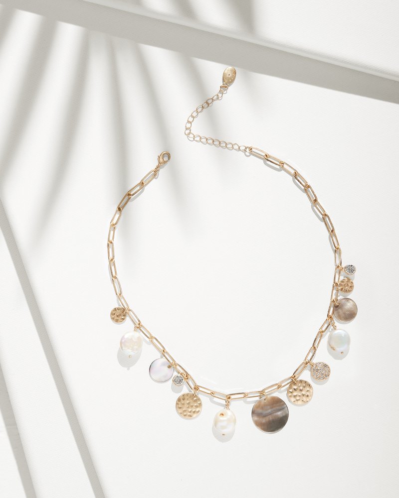 Dreams of Sunshine Shell and Freshwater Pearl Silver Necklace