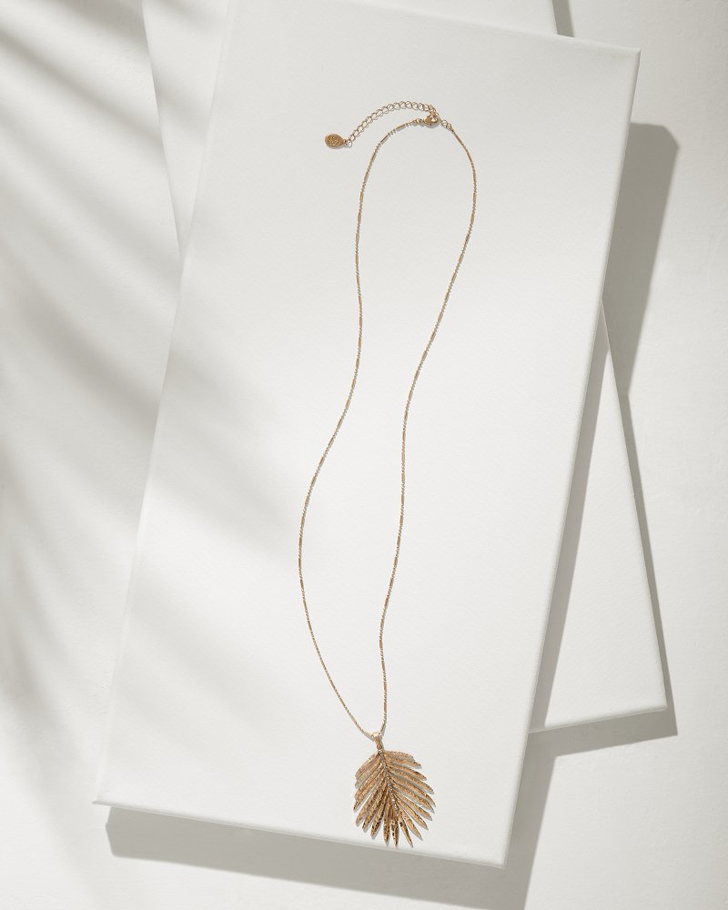 Palm Hibiscus Leaf Pendant Necklace